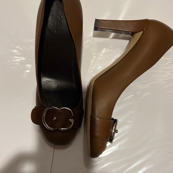 Gucci brown leather high heel shoe size 38 - Picture 3 of 9